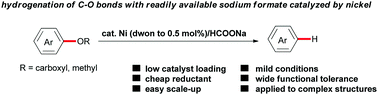 Graphical abstract: Efficient and selective hydrogenation of C–O bonds with a simple sodium formate catalyzed by nickel
