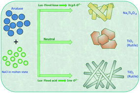 Graphical abstract: Understanding the role of oxygen ion (O2−) activity in 1-D crystal growth of rutile TiO2 in molten salts