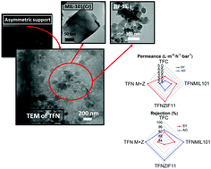 Graphical abstract: Simultaneous use of MOFs MIL-101(Cr) and ZIF-11 in thin film nanocomposite membranes for organic solvent nanofiltration