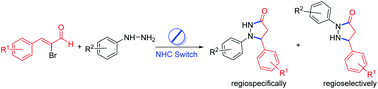 Graphical abstract: NHC-catalyzed regiodivergent syntheses of difunctionalized 3-pyrazolidinones from α-bromoenal and monosubstituted hydrazine