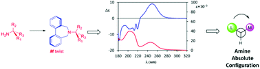 Graphical abstract: Central-to-axial chirality induction in biphenyl chiroptical probes for the stereochemical characterization of chiral primary amines