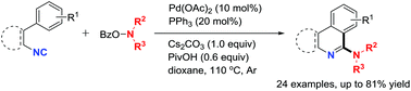 Graphical abstract: Palladium-catalyzed C(sp2)–H aminoimidoylation of isocyano-containing arenes: synthesis of amino substituted N-heterocycles