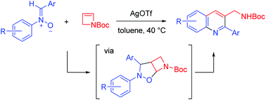Graphical abstract: Silver-catalyzed cyclization of nitrones with 2-azetine: a radical approach to 2,3-disubstituted quinolines