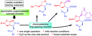 Graphical abstract: Enantio- and diastereoselective synthesis of tetrahydrofuro[2,3-b]furan-2(3H)-one derivatives and related oxygen heterocycles via an asymmetric organocatalytic cascade process