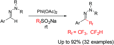 Graphical abstract: Transition-metal-free radical tri-/difluoromethylation of N,N-dialkylhydrazones with sodium sulfinates