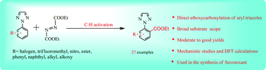 Graphical abstract: Palladium-catalyzed direct C–H ethoxycarbonylation of 2-aryl-1,2,3-triazoles and efficient synthesis of suvorexant