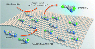 Graphical abstract: Cobalt(ii)-8-hydroxyquinoline-5-sulfonic acid complex/N-(4-aminobutyl)-N-ethylisoluminol/reduced graphene hybrids as nanocatalytic reaction platforms for chemiluminescence