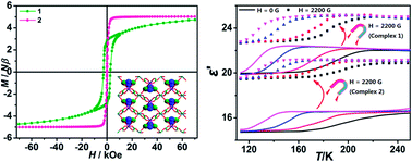 Graphical abstract: Study of the relationship between magnetic field and dielectric properties in two ferromagnetic complexes