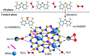 Graphical abstract: Phosphomolybdic acid immobilized on ionic liquid-modified hexagonal boron nitride for oxidative desulfurization of fuel