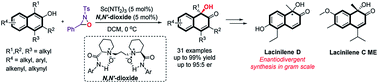 Graphical abstract: Catalytic asymmetric hydroxylative dearomatization of 2-naphthols: synthesis of lacinilene derivatives