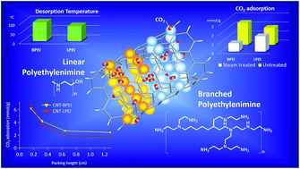 Graphical abstract: Stability and efficiency of CO2 capture using linear amine polymer modified carbon nanotubes