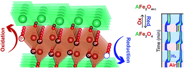 Graphical abstract: In situ diffraction studies on reversible oxygen uptake and release in AFe2O4 + δ (A= Lu, Yb, Y, and In)