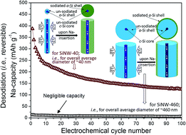 Graphical abstract: Crystalline core/amorphous shell structured silicon nanowires offer size and structure dependent reversible Na-storage