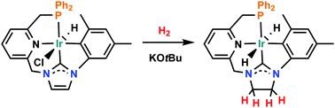 Graphical abstract: Hydrogenation of an iridium-coordinated imidazol-2-ylidene ligand fragment