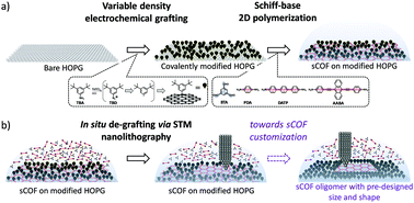 Graphical abstract: The impact of grafted surface defects on the on-surface Schiff-base chemistry at the solid–liquid interface