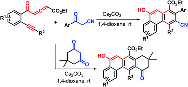 Graphical abstract: Metal-free naphthannulation reactions of yne-allenone esters for accessing polycyclic aromatic hydrocarbons