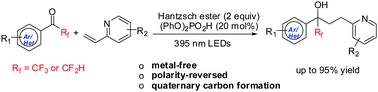 Graphical abstract: Visible light-promoted umpolung coupling of aryl tri-/difluoroethanones with 2-alkenylpyridines