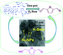 Graphical abstract: One-pot tandem conversion of monosaccharides and disaccharides to 2,5-diformylfuran using a Ru nanoparticle-supported H-beta catalyst