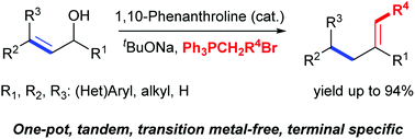 Graphical abstract: One-pot one-base conditions for two shots: organocatalyzed tandem isomerization–olefination of allylic alcohols