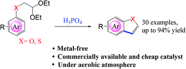 Graphical abstract: Direct construction of 2,3-unsubstituted benzofurans and benzothiophenes via a metal-free catalyzed intramolecular Friedel–Crafts reaction