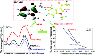 Graphical abstract: Exploring the necessity of an acidic additive for Pd(ii)-catalyzed exclusive C4-fluoroalkylation of 3-acetylindole: a detailed DFT study on the mechanism and regioselectivity