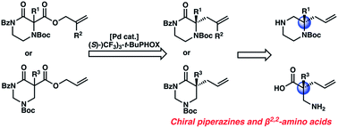 Graphical abstract: Enantioselective synthesis of gem-disubstituted N-Boc diazaheterocycles via decarboxylative asymmetric allylic alkylation