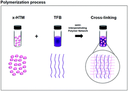 Graphical abstract: A cross-linkable hole transport material having improved mobility through a semi-interpenetrating polymer network approach for solution-processed green PHOLEDs