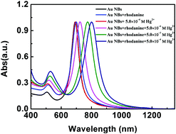 Graphical abstract: A colorimetric/SERS dual-mode sensing method for the detection of mercury(ii) based on rhodanine-stabilized gold nanobipyramids