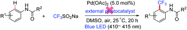 Graphical abstract: Visible-light-induced Pd-catalyzed ortho-trifluoromethylation of acetanilides with CF3SO2Na under ambient conditions in the absence of an external photocatalyst