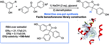 Graphical abstract: Construction of benzofuranone library via a metal-free, one-pot intermolecular condensation, and their application as efficient estrogen receptor β modulators
