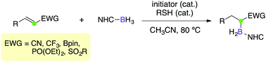 Graphical abstract: Regioselective radical hydroboration of electron-deficient alkenes: synthesis of α-boryl functionalized molecules