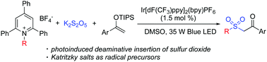 Graphical abstract: Photoredox-catalyzed synthesis of sulfones through deaminative insertion of sulfur dioxide