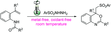 Graphical abstract: The synthesis of sulfonated 4H-3,1-benzoxazines via an electro-chemical radical cascade cyclization