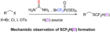Graphical abstract: Synthesis of difluoromethyl and deuterium-labeled difluoromethyl thioethers from aliphatic electrophiles