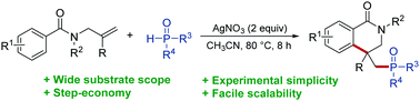 Graphical abstract: Silver-mediated radical phosphorylation/cyclization of N-allylbenzamides to access phosphoryl-substituted dihydroisoquinolones