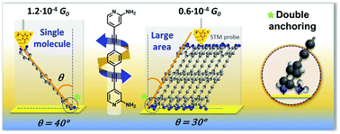 Graphical abstract: Single molecule vs. large area design of molecular electronic devices incorporating an efficient 2-aminepyridine double anchoring group