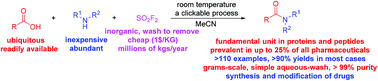 Graphical abstract: Clickable coupling of carboxylic acids and amines at room temperature mediated by SO2F2: a significant breakthrough for the construction of amides and peptide linkages