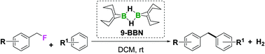 Graphical abstract: 9-Borabicyclo[3.3.l]nonane-induced Friedel–Crafts benzylation of arenes with benzyl fluorides
