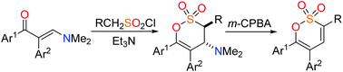 Graphical abstract: Expedient synthesis of highly substituted 3,4-dihydro-1,2-oxathiine 2,2-dioxides and 1,2-oxathiine 2,2-dioxides: revisiting sulfene additions to enaminoketones