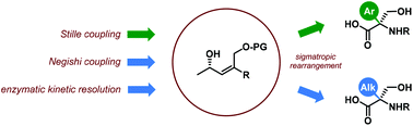Graphical abstract: The synthesis of unnatural α-alkyl- and α-aryl-substituted serine derivatives