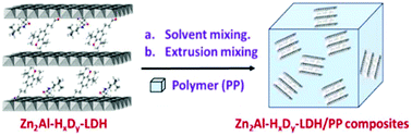 Graphical abstract: Design, fabrication and anti-aging behavior of a multifunctional inorganic–organic hybrid stabilizer derived from co-intercalated layered double hydroxides for polypropylene