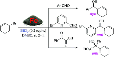 Graphical abstract: Iron-mediated highly diastereoselective allylation of carbonyl compounds with cyclic allylic halides