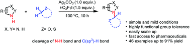 Graphical abstract: Silver(i)-mediated oxidative C(sp3)–H amination of ethers with azole derivatives under mild conditions