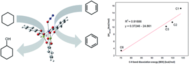 Graphical abstract: The enzyme-like catalytic hydrogen abstraction reaction mechanisms of cyclic hydrocarbons with magnesium-diluted Fe-MOF-74