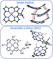 Graphical abstract: Stable radical versus reversible σ-bond formation of (porphyrinyl)dicyanomethyl radicals