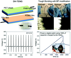 Graphical abstract: A flexible semitransparent dual-electrode hydrogel based triboelectric nanogenerator with tough interfacial bonding and high energy output