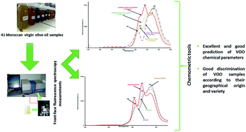 Graphical abstract: A preliminary study on the potential of front face fluorescence spectroscopy for the discrimination of Moroccan virgin olive oils and the prediction of their quality