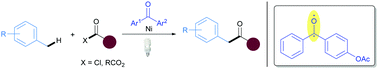 Graphical abstract: Synthesis of unsymmetrical ketones by applying visible-light benzophenone/nickel dual catalysis for direct benzylic acylation