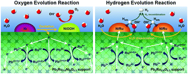 Graphical abstract: Understanding synergistic metal–oxide interactions of in situ exsolved metal nanoparticles on a pyrochlore oxide support for enhanced water splitting