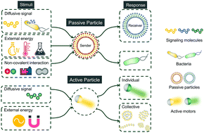 Graphical abstract: Leveraging synthetic particles for communication: from passive to active systems